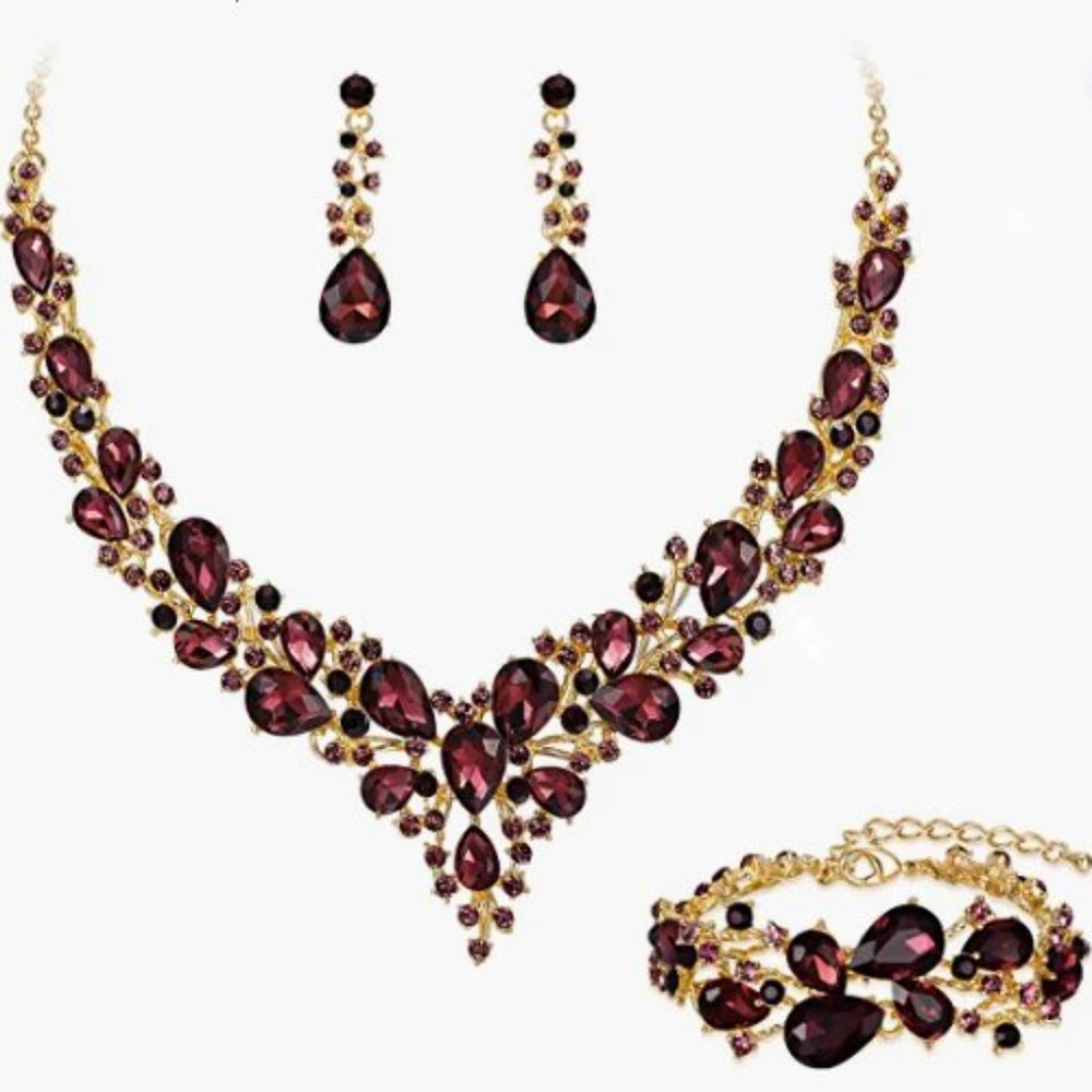 NEW Sparkling Bling Swarovski Crystal Rhinestone Wedding Necklace Set + … - Picture 3 of 16